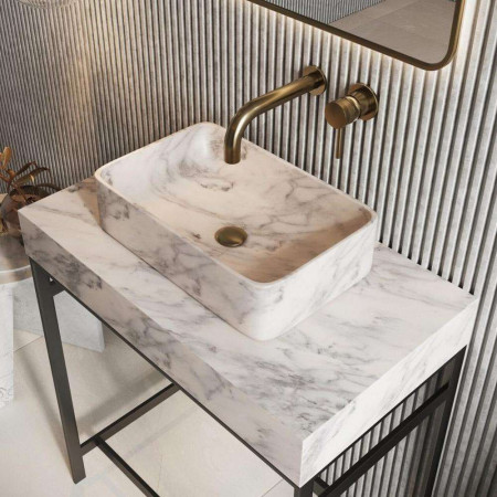 Scudo Sanctuary Venato White Rectangular 420mm Marble Basin