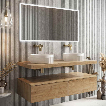 SHELPH-1200-OAK Scudo Shelph 1200mm Basin Shelf in Davos Oak Lifestyle