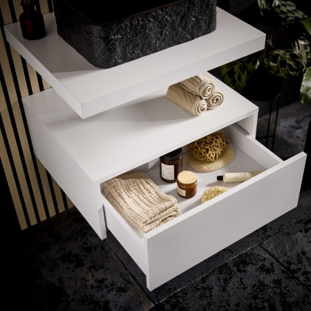 SHELPH-600-WHITE SScudo Shelph 600mm Basin Shelf in Matt White Storage