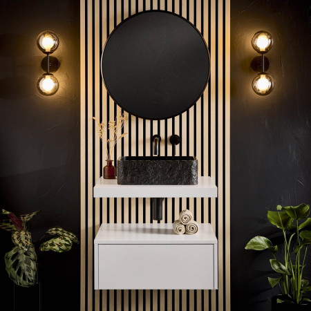 SHELPH-600-WHITE Scudo Shelph 600mm Basin Shelf in Matt White Lifestyle