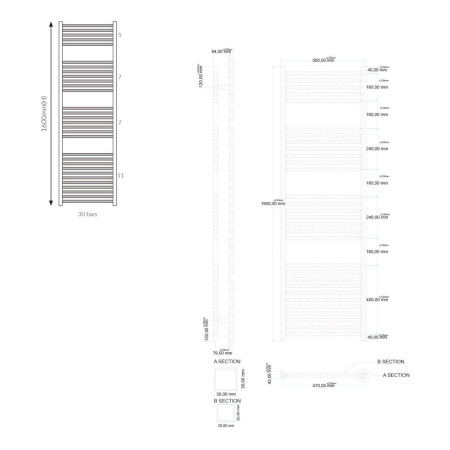 DESRAD003 Scudo Simona 500 x 1600mm Designer Towel Radiator in Chrome (2)