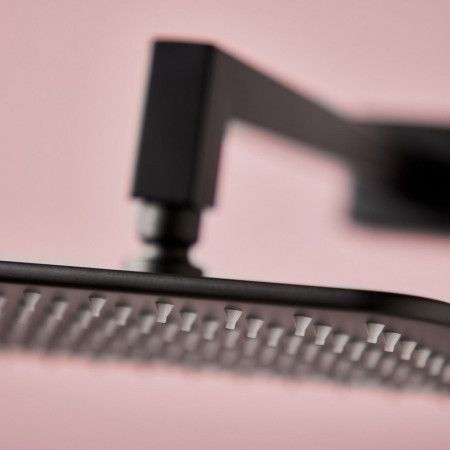 NU-070 Scudo Square Shower Arm and Head in Matt Black Lifestyle