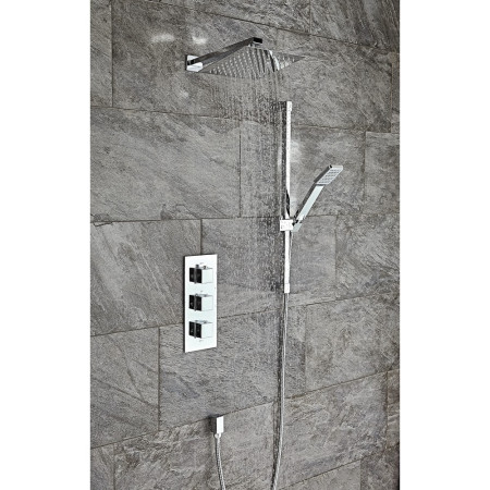 CONCEALED003/RISERKIT001/WALLARM001/SH003/OUT001 Scudo Square Thermostatic Shower Set Four (1)