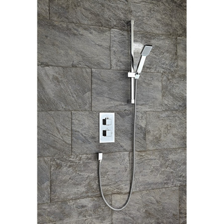 CONCEALED001/RISERKIT001/OUT001 Scudo Square Thermostatic Shower Set One (1)