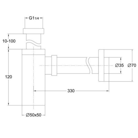 BT03 Scudo Squared Bottle Trap in Chrome Line Drawing