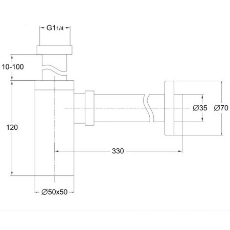 BLACK097 Scudo Squared Bottle Trap in Matt Black Line Drawing