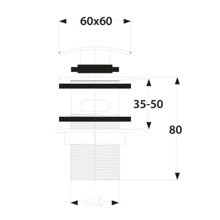 WASTE94 Scudo Squared Dome Slotted Sprung Basin Waste in Chrome Line Drawing