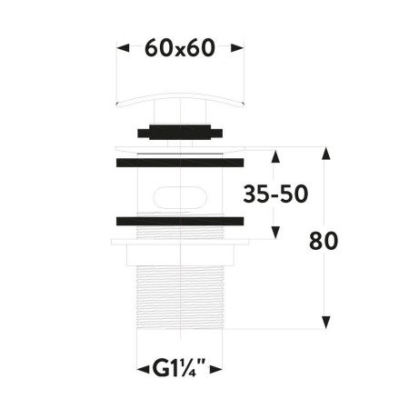 BLACK094 Scudo Squared Dome Slotted Sprung Basin Waste in Matt Black Line Drawing