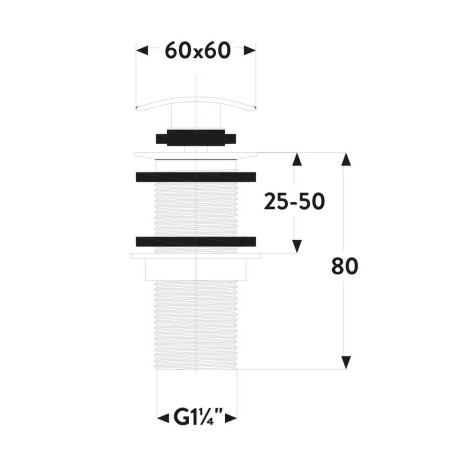 WASTE95 Scudo Squared Dome Unslotted Sprung Basin Waste in Chrome Line Drawing