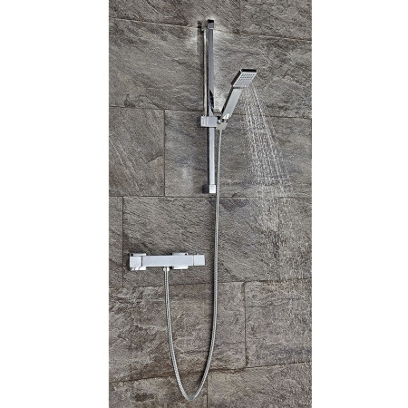 RISERKIT001 Scudo Squared Riser Rail Kit with Single Function Handset in Chrome with an Exposed Valve