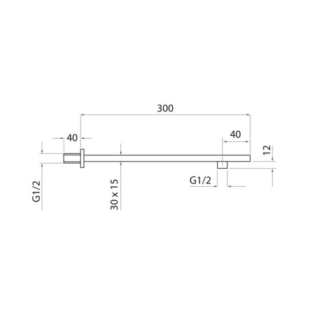 BLACK005ORB Scudo Squared Wall Mounted 405mm Shower Arm in Black (2)