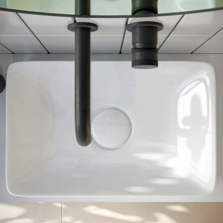 COUNTERTOP-001 Scudo Stance White 420mm Countertop Basin Lifestyle Close Up