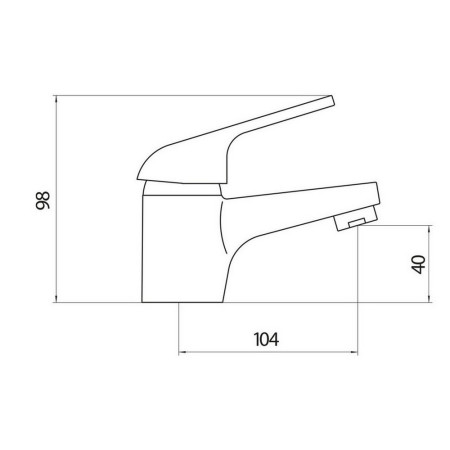 TAP061 Scudo Tidy Mono Basin Mixer with Push Waste and 35mm Cartridge in Chrome Line Drawing