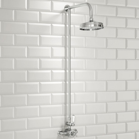 SH006L Scudo Traditional 200mm Shower Head in Chrome on a Rigid Riser Shower