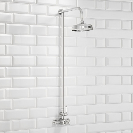 SHOWER005 Scudo Traditional Chrome Rigid Riser Shower with Fixed Head (1)