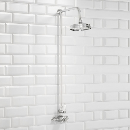 SHOWER005 Scudo Traditional Chrome Rigid Riser Shower with Fixed Head Lifestyle