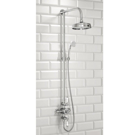 SHOWER006 Scudo Traditional Chrome Rigid Riser Shower with Fixed Head and Handset (1)