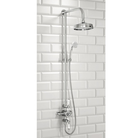 Scudo Traditional Chrome Rigid Riser Shower with Fixed Head and Handset