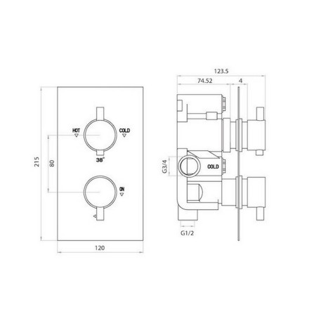 CONCEALED002 Scudo Twin Rounded Handle Concealed Shower Valve in Chrome (3)