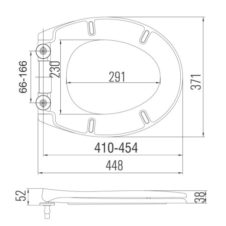 SEAT003PP Scudo Universal PP Soft Closing Toilet Seat Line Drawing