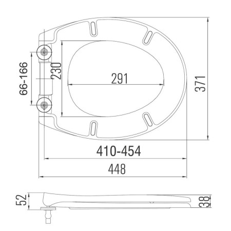 SEAT001 Scudo Universal Soft Closing Toilet Seat Line Drawing