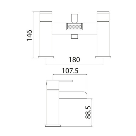 TAP002 Scudo Victoria Bath Filler in Chrome Line Drawing