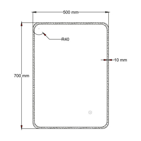 MIRROR06 Scudo Vivid Dimmable LED 700 x 500mm Mirror with Demister Pad Line Drawing