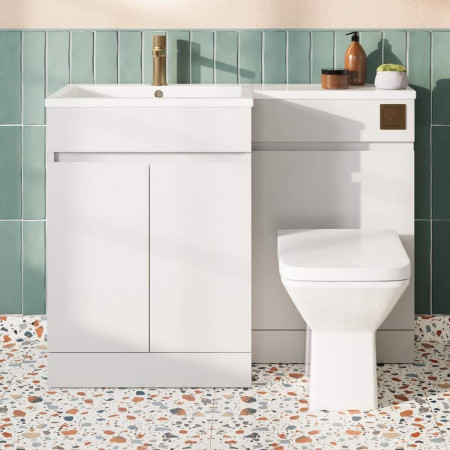 Scudo Waterguard 1100mm White Left Hand Combination Unit Bathroom Setting