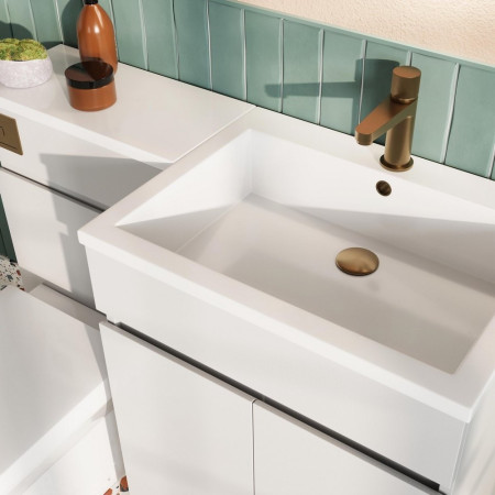 Scudo Waterguard 1100mm White Right Hand Combination Unit with Brass Tap