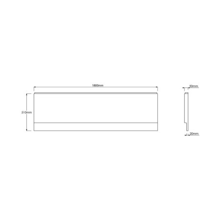FRONT1800PANEL Scudo Waterproof 1800mm Front Bath Panel Line Drawing