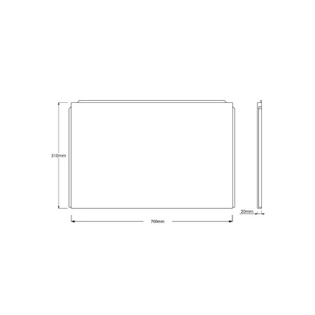 ENDPANEL001 Scudo Waterproof 700mm End Bath Panel in Gloss White Line Drawing