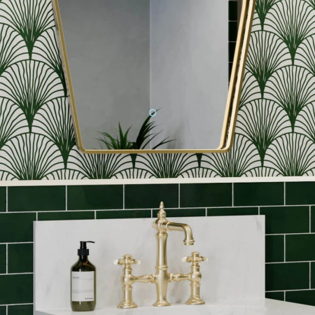 SE170056T0 Sensio Aspect Art Deco Floating Edge 900 x 600mm Brushed Brass LED Mirror Infrared Touch Sensor