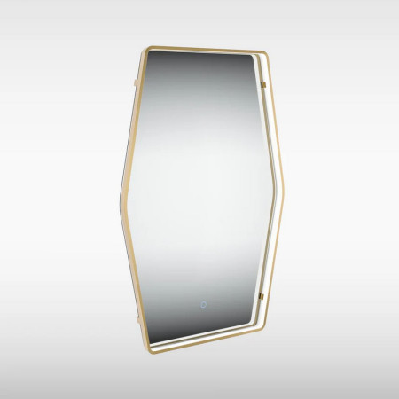 Sensio Aspect Art Deco Floating Edge 900 x 600mm Brushed Brass LED Mirror