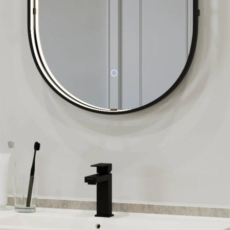 SE170033T0 Sensio Aspect Pill Shaped Floating Edge 600 x 400mm Matt Black LED Mirror Infrared Sensor