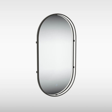 SE170043T0 Sensio Aspect Pill Shaped Floating Edge 900 x 500mm Matt Black LED Mirror