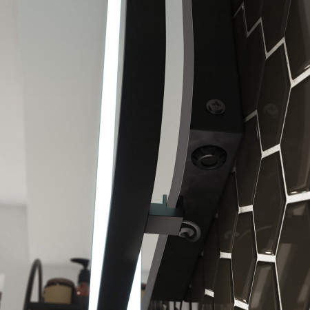 SE170013T0 Sensio Aspect Round 800mm Matt Black LED Bathroom Mirror Lifestyle