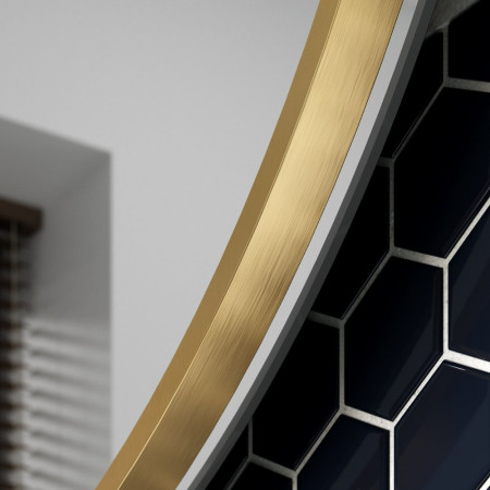 SE170016T0 Sensio Aspect Round 800mm Brushed Brass LED Bathroom Mirror Close Up