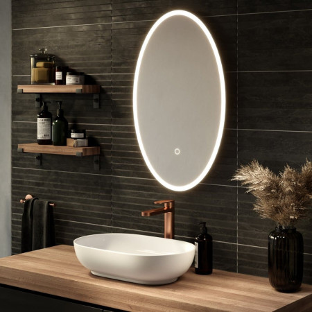 SE30395P0 Sensio Aurora Oval 800 x 500mm LED Bathroom Mirror Portrait Orientation