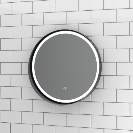 Sensio Dawn Matt Black 600mm LED Bathroom Mirror with Shelf