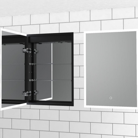 SE30298T0 Sensio Eclipse Single Door Illuminated LED Cabinet in Black Lifestyle