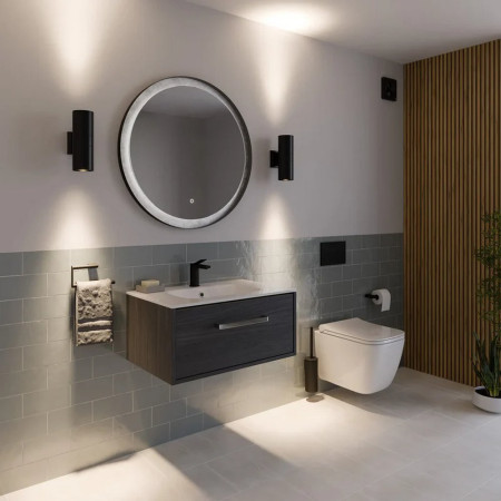 SE621980 Sensio Ember Black Bathroom Dual Projection Wall Light Bathroom Setting