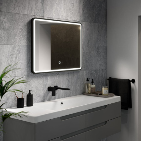 SE30518P0 Sensio Frontier 600 x 800mm Matt Black LED Mirror Lifestyle