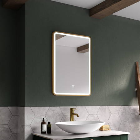 SE30418P0 Sensio Frontier 700 x 500mm Brushed Brass LED Mirror Lifestyle