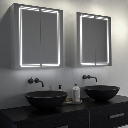SE31394C0 Sensio Harlow Dual Lit Double Door LED Mirror Cabinet Bathroom Setting