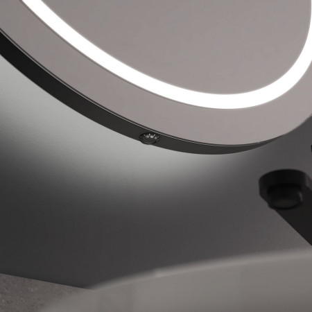 SE30298P0 Sensio Ivy Round 600mm Black Ceiling LED Mirror Lifestyle