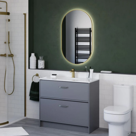 SE30195P0 Sensio Nebula 800 x 500mm Brushed Brass LED Mirror Lifestyle