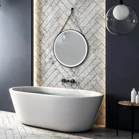 SE30698T0 Sensio Nova 800mm Black LED Mirror with Strap Bathroom Setting
