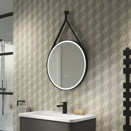 SE30598T0 Sensio Nova 600mm Black LED Mirror with Strap Lifestyle