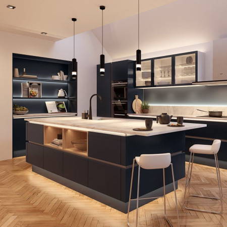 SE82098W0 Sensio Solinas Warm White Pendant Light in Black Kitchen Setting