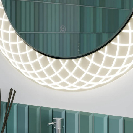SE30595P0 Sensio Spiro 800mm Round Etched LED Bathroom Mirror Touch Sensor